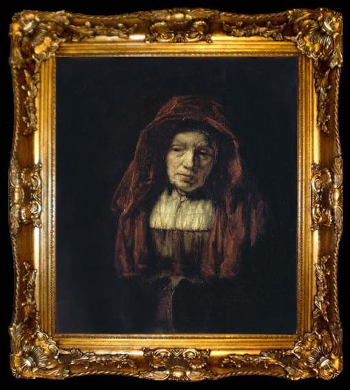 framed  REMBRANDT Harmenszoon van Rijn Portrait of an Old Woman, ta009-2
